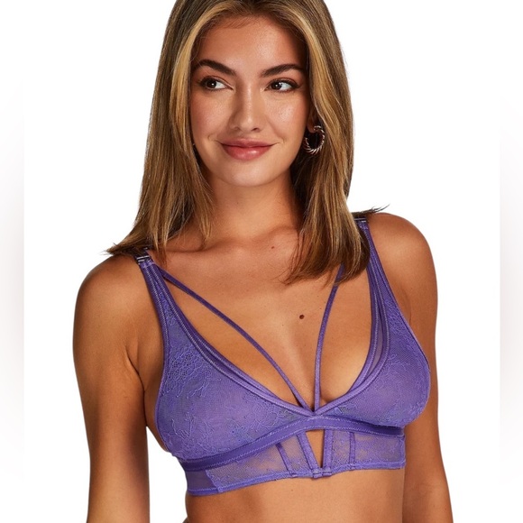 Hunkemoller Lace Bralette In Blue Iris - Picture 1 of 6